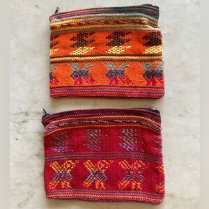 SET OF TWO COLORFUL ZIPPERED CLOTH POUCHES